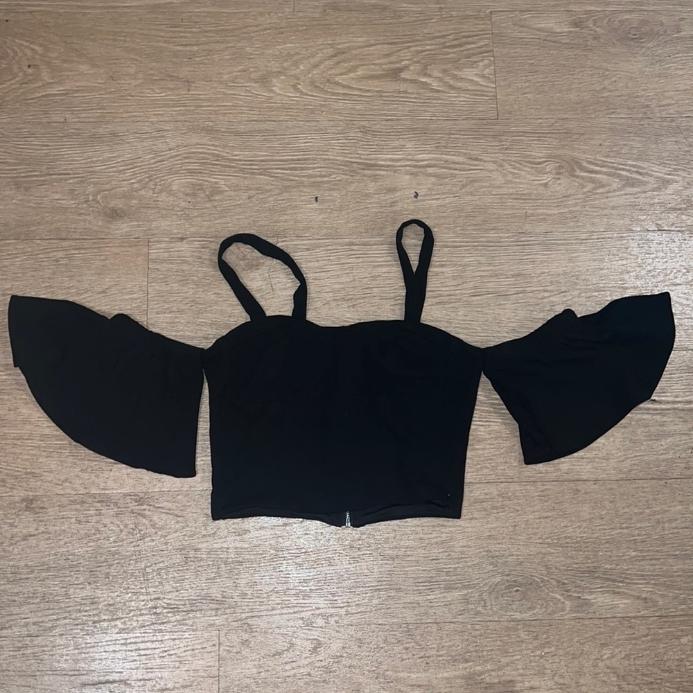 Ever New black off the shoulder bustier crop top